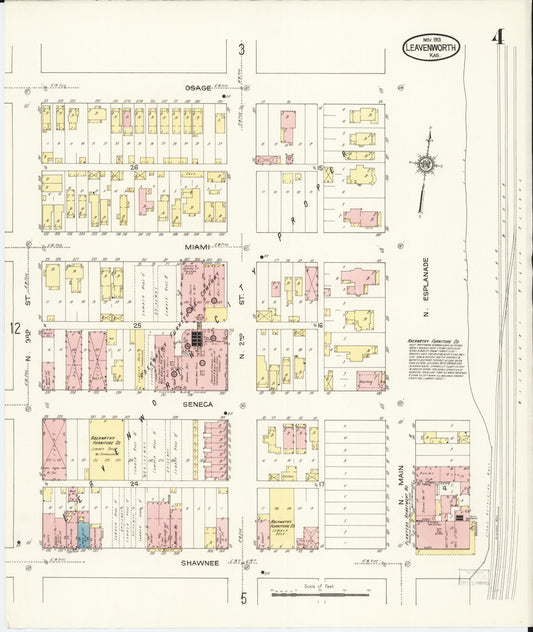 Sanborn Fire Insurance Map from Leavenworth, Leavenworth County, Kansas (1913), Sheet #0005 - Historic Sanborn Fire Insurance Map Print, vintage old map wall art, antique decor, genealogy gift, Kansas Kansas map