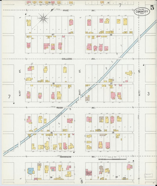 Sanborn Fire Insurance Map from Canon City, Fremont County, Colorado (1901), Sheet #0005 - Historic Sanborn Fire Insurance Map Print, vintage old map wall art, antique decor, genealogy gift, Colorado Colorado map