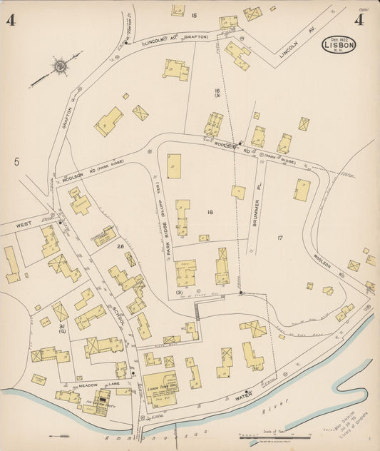 Sanborn Fire Insurance Map from Lisbon, Grafton County, New Hampshire (1922), Sheet #0004 - Historic Sanborn Fire Insurance Map Print, vintage old map wall art, antique decor, genealogy gift, New Hampshire New Hampshire map