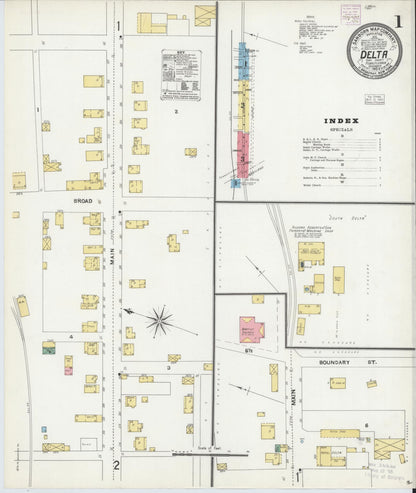 Sanborn Fire Insurance Map from Delta, York County, Pennsylvania (1904), Sheet #0001 - Historic Sanborn Fire Insurance Map Print, vintage old map wall art, antique decor, genealogy gift, Pennsylvania Pennsylvania map