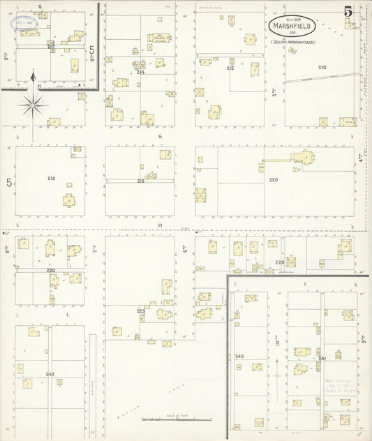 Sanborn Fire Insurance Map from Marshfield, Coos County, Oregon (1898), Sheet #0005 - Historic Sanborn Fire Insurance Map Print, vintage old map wall art, antique decor, genealogy gift, Oregon Oregon map