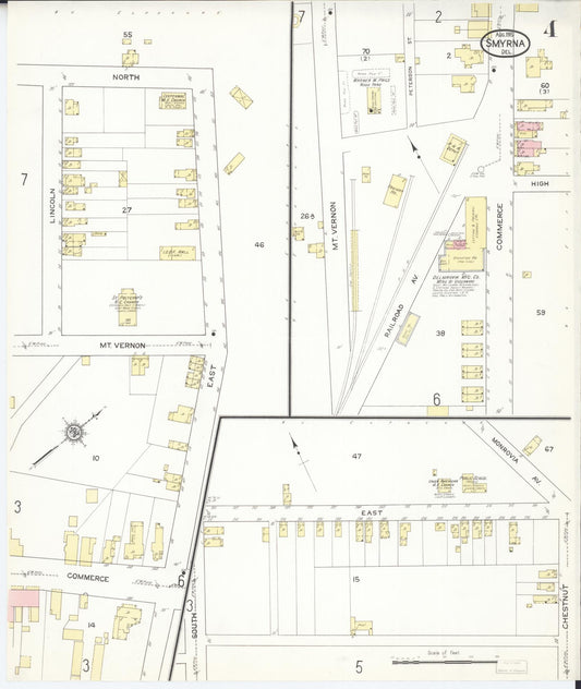 Sanborn Fire Insurance Map from Smyrna, Kent County, Delaware (1915), Sheet #0004 - Historic Sanborn Fire Insurance Map Print, vintage old map wall art, antique decor, genealogy gift, Delaware Delaware map
