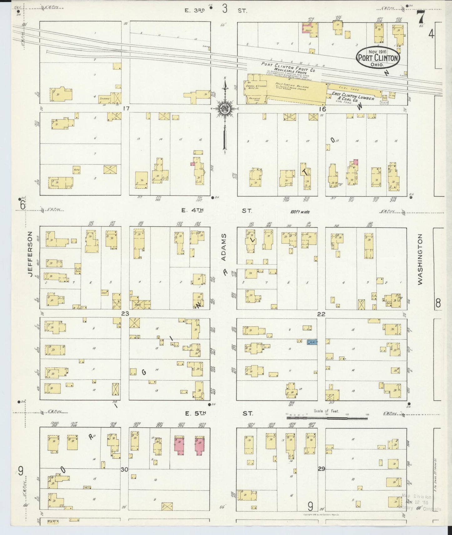 Sanborn Fire Insurance Map from Port Clinton, Ottawa County, Ohio (1916), Sheet #0007 - Complete Map Set gallery image, historic Sanborn map, vintage wall art, Ohio Ohio