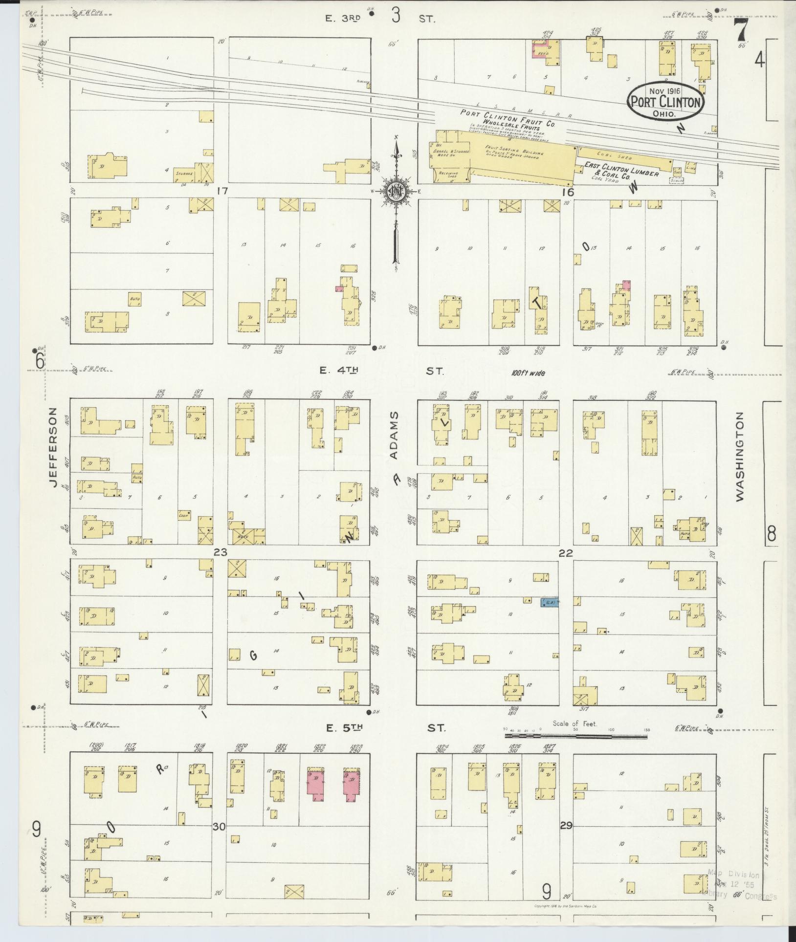 Sanborn Fire Insurance Map from Port Clinton, Ottawa County, Ohio (1916), Sheet #0007 - Complete Map Set gallery image, historic Sanborn map, vintage wall art, Ohio Ohio