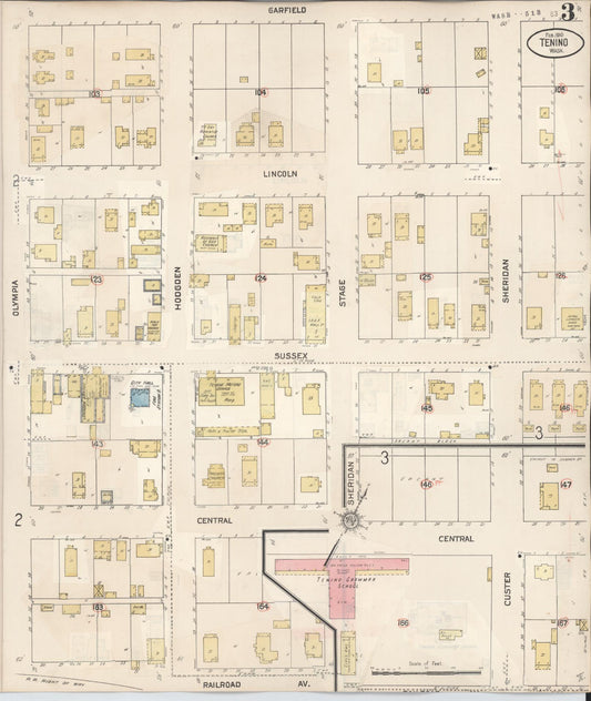 Sanborn Fire Insurance Map from Tenino, Thurston County, Washington (1942), Sheet #0003 - Historic Sanborn Fire Insurance Map Print, vintage old map wall art, antique decor, genealogy gift, Washington Washington map