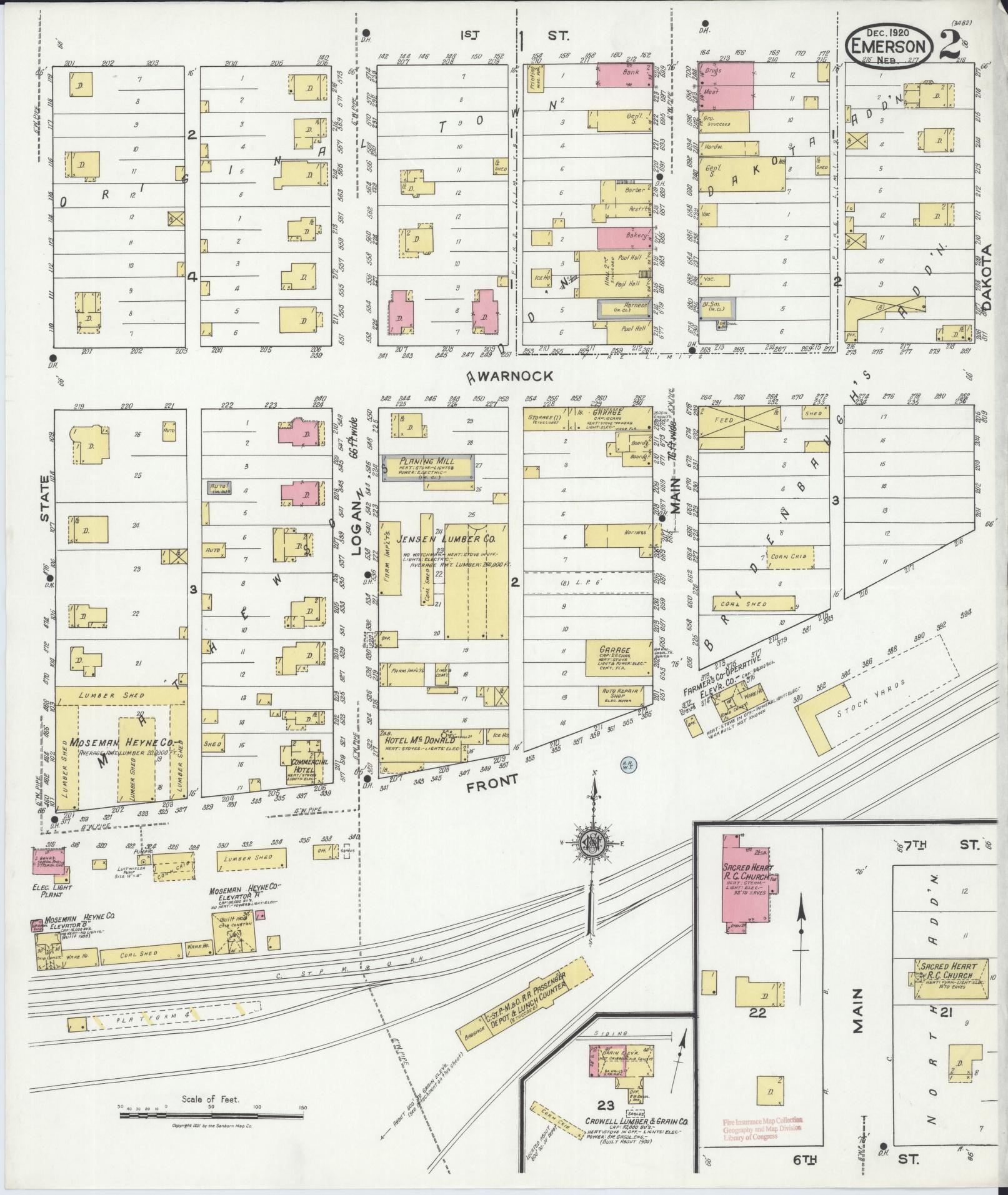 Sanborn Fire Insurance Map from Emerson, Dakota, Dixon, And Thurston Counties, Nebraska (1920), Sheet #0002 - Complete Map Set gallery image, historic Sanborn map, vintage wall art, Nebraska Nebraska