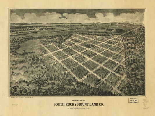 Property of the South Rocky Mount Land Co. at South Rocky Mount, N.C. (1900) – Historic Bird’s-Eye View Panorama Print