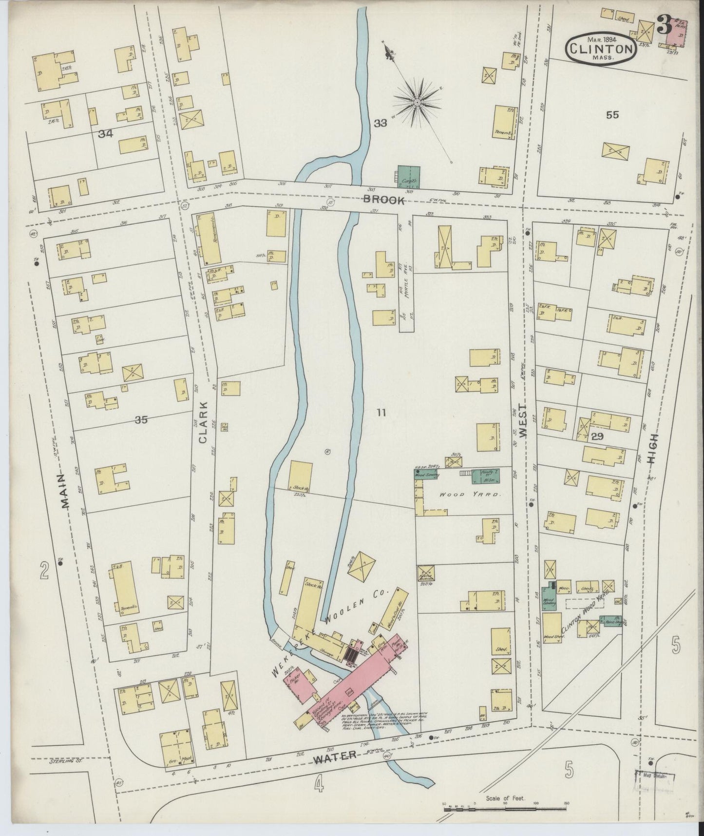 Sanborn Fire Insurance Map from Clinton, Worcester County, Massachusetts (1894), Sheet #0003 - Complete Map Set gallery image, historic Sanborn map, vintage wall art, Massachusetts Massachusetts