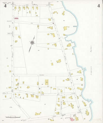 Sanborn Fire Insurance Map from Marion, Plymouth County, Massachusetts (1933), Sheet #0004 - Historic Sanborn Fire Insurance Map Print, vintage old map wall art, antique decor, genealogy gift, Massachusetts Massachusetts map