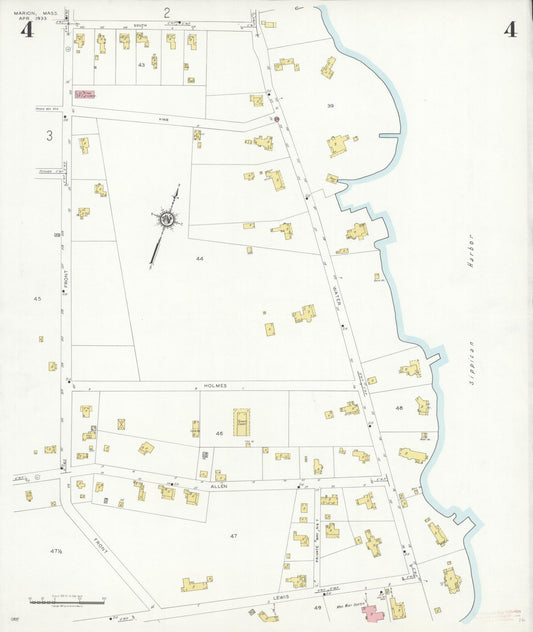 Sanborn Fire Insurance Map from Marion, Plymouth County, Massachusetts (1933), Sheet #0004 - Historic Sanborn Fire Insurance Map Print, vintage old map wall art, antique decor, genealogy gift, Massachusetts Massachusetts map