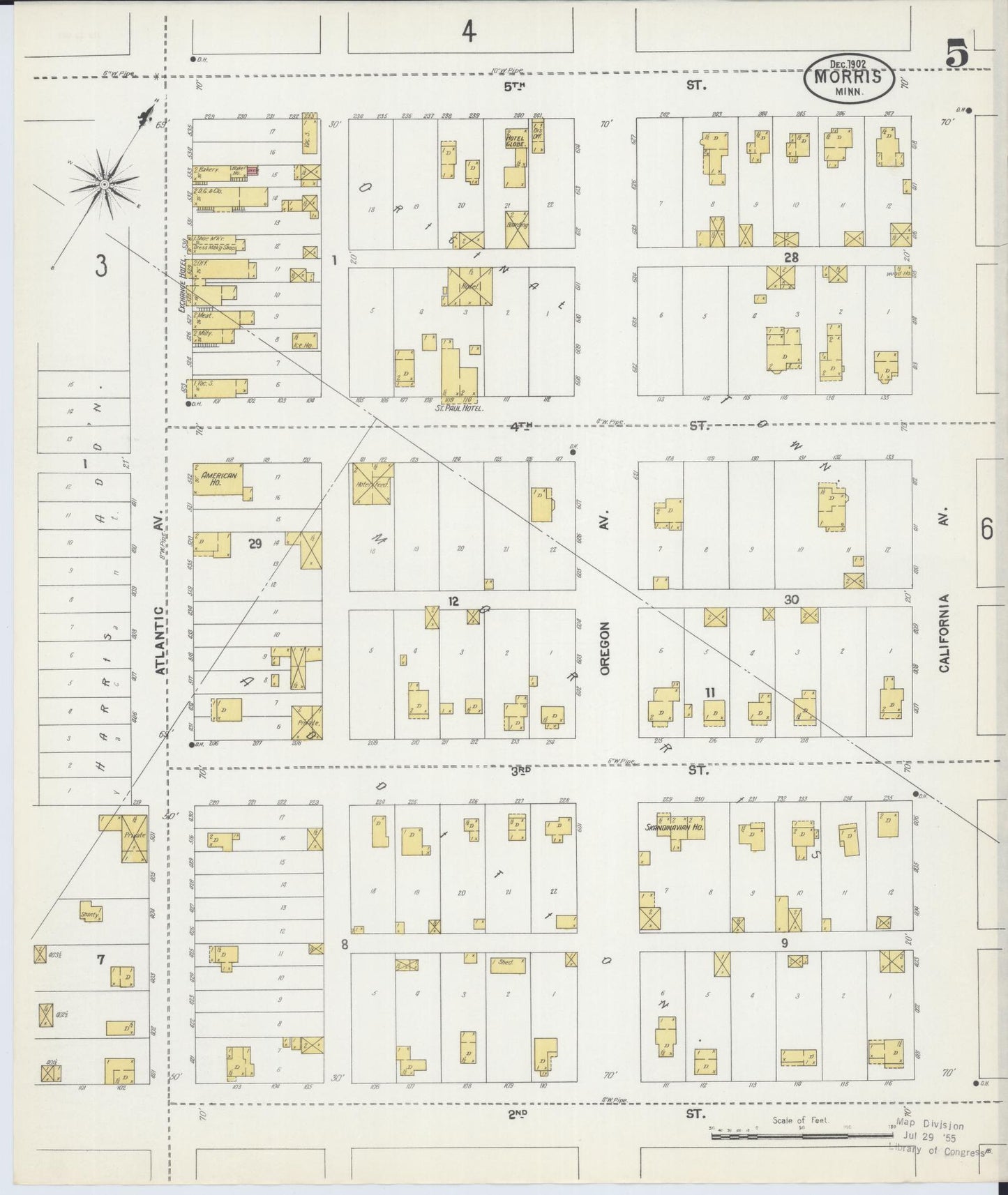 Sanborn Fire Insurance Map from Morris, Stevens County, Minnesota (1902), Sheet #0005 - Historic Sanborn Fire Insurance Map Print, vintage old map wall art, antique decor, genealogy gift, Minnesota Minnesota map