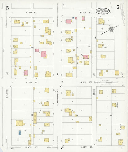 Sanborn Fire Insurance Map from Hartshorne, Pittsburg County, Oklahoma (1925), Sheet #0005 - Complete Map Set gallery image, historic Sanborn map, vintage wall art, Oklahoma Oklahoma