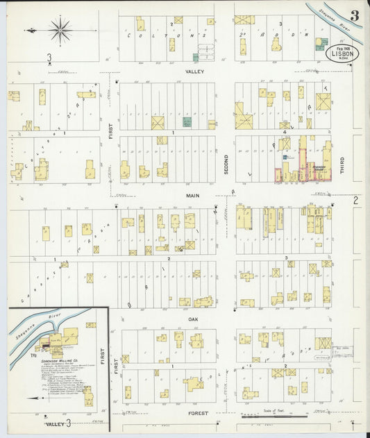 Sanborn Fire Insurance Map from Lisbon, Ransom County, North Dakota (1908), Sheet #0003 - Historic Sanborn Fire Insurance Map Print, vintage old map wall art, antique decor, genealogy gift, North Dakota North Dakota map