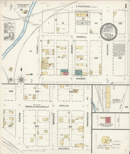 Sanborn Fire Insurance Map from Tekoa, Whitman County, Washington (1896), Sheet #0001 - Complete Map Set gallery image, historic Sanborn map, vintage wall art, Washington Washington