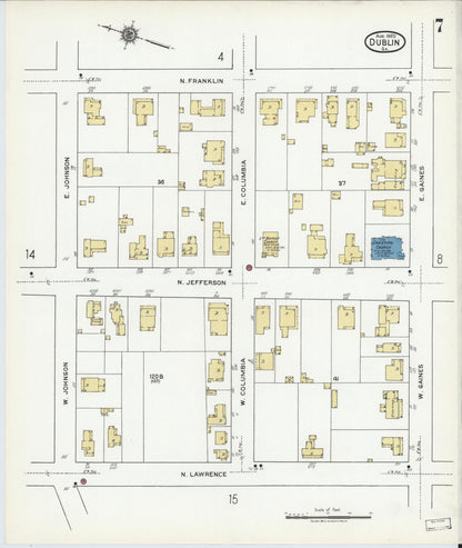 Sanborn Fire Insurance Map from Dublin, Laurens County, Georgia (1920), Sheet #0007 - Complete Map Set gallery image, historic Sanborn map, vintage wall art, Georgia Georgia