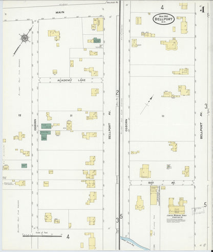 Sanborn Fire Insurance Map from Bellport, Suffolk County, New York (1910), Sheet #0004 - Complete Map Set gallery image, historic Sanborn map, vintage wall art, New York New York