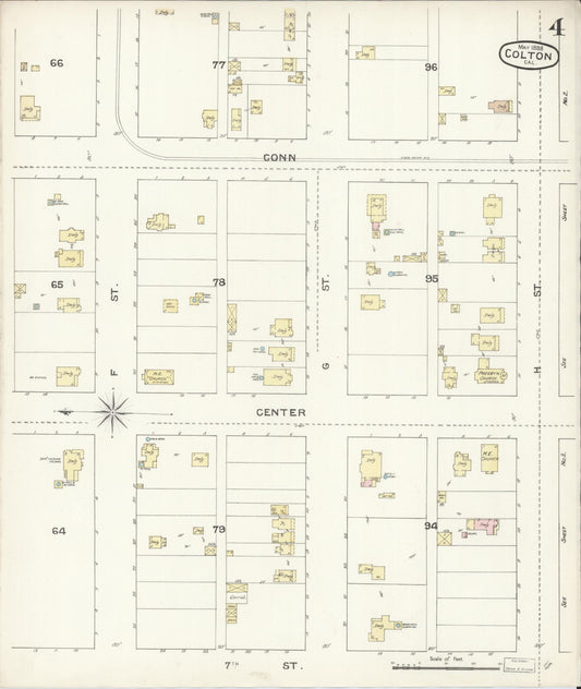 Sanborn Fire Insurance Map from Colton, San Bernardino County, California (1888), Sheet #0004 - Historic Sanborn Fire Insurance Map Print, vintage old map wall art, antique decor, genealogy gift, California California map