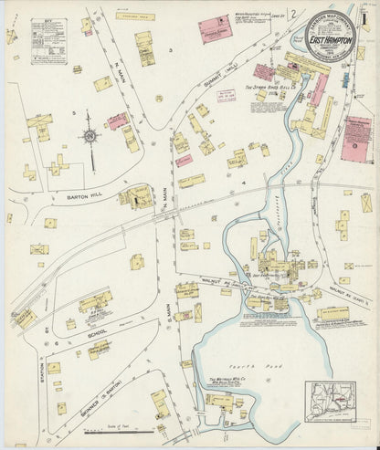 Sanborn Fire Insurance Map from East Hampton, Middlesex County, Connecticut (1914), Sheet #0001 - Complete Map Set gallery image, historic Sanborn map, vintage wall art, Connecticut Connecticut