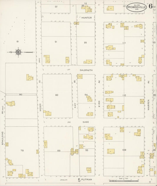 Sanborn Fire Insurance Map from Brownsville, Linn County, Oregon (1912), Sheet #0006 - Historic Sanborn Fire Insurance Map Print, vintage old map wall art, antique decor, genealogy gift, Oregon Oregon map