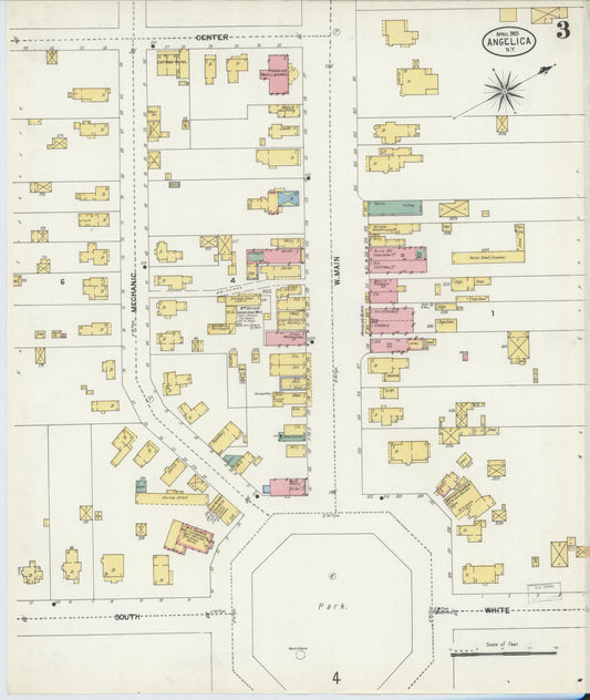 Sanborn Fire Insurance Map from Angelica, Allegany County, New York (1903), Sheet #0003 - Historic Sanborn Fire Insurance Map Print, vintage old map wall art, antique decor, genealogy gift, New York New York map