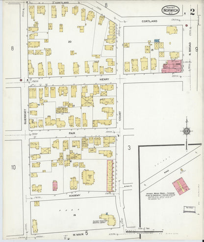 Sanborn Fire Insurance Map from Norwich, Chenango County, New York (1917), Sheet #0002 - Historic Sanborn Fire Insurance Map Print, vintage old map wall art, antique decor, genealogy gift, New York New York map