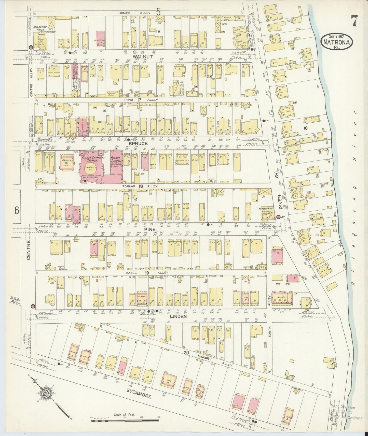 Sanborn Fire Insurance Map from Natrona, Allegheny County, Pennsylvania (1912), Sheet #0007 - Historic Sanborn Fire Insurance Map Print, vintage old map wall art, antique decor, genealogy gift, Pennsylvania Pennsylvania map