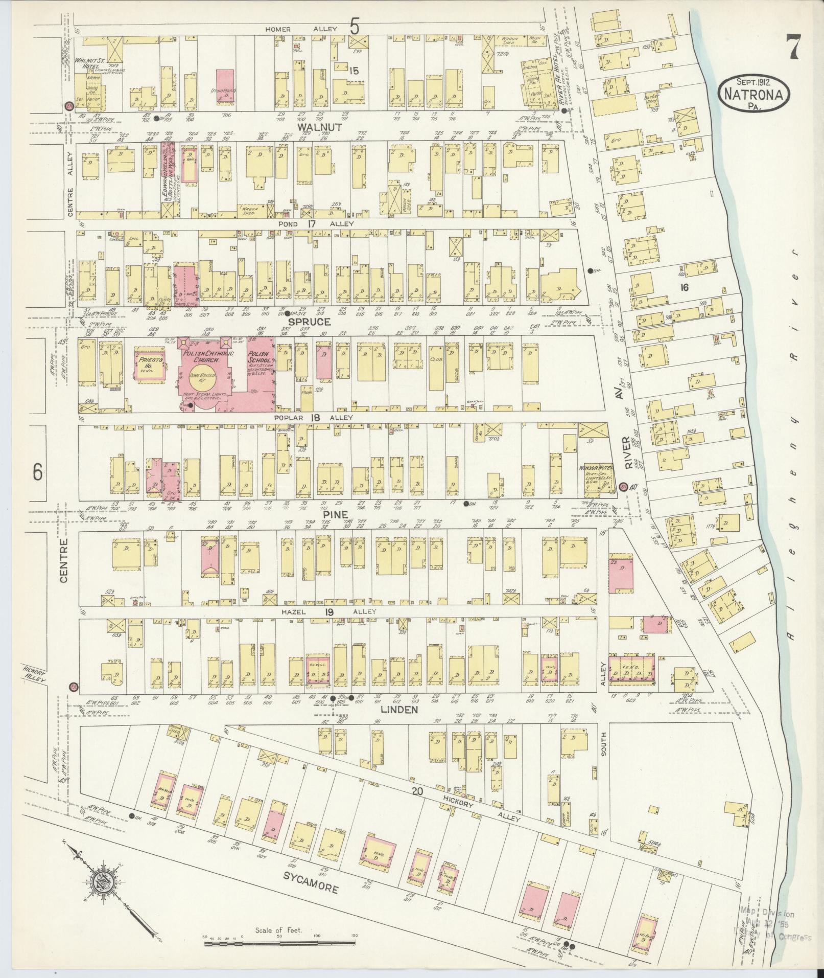 Sanborn Fire Insurance Map from Natrona, Allegheny County, Pennsylvania (1912), Sheet #0007 - Historic Sanborn Fire Insurance Map Print, vintage old map wall art, antique decor, genealogy gift, Pennsylvania Pennsylvania map