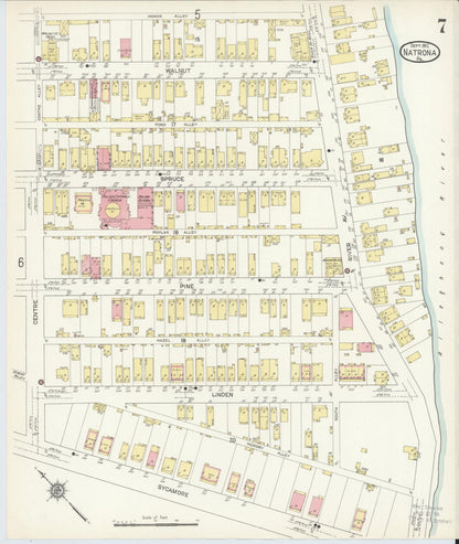 Sanborn Fire Insurance Map from Natrona, Allegheny County, Pennsylvania (1912), Sheet #0007 - Historic Sanborn Fire Insurance Map Print, vintage old map wall art, antique decor, genealogy gift, Pennsylvania Pennsylvania map