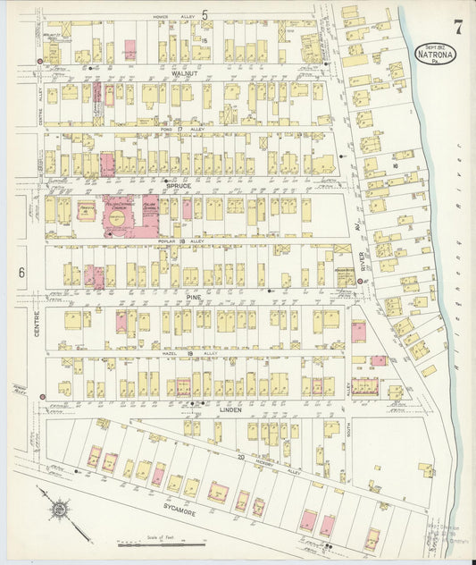 Sanborn Fire Insurance Map from Natrona, Allegheny County, Pennsylvania (1912), Sheet #0007 - Historic Sanborn Fire Insurance Map Print, vintage old map wall art, antique decor, genealogy gift, Pennsylvania Pennsylvania map