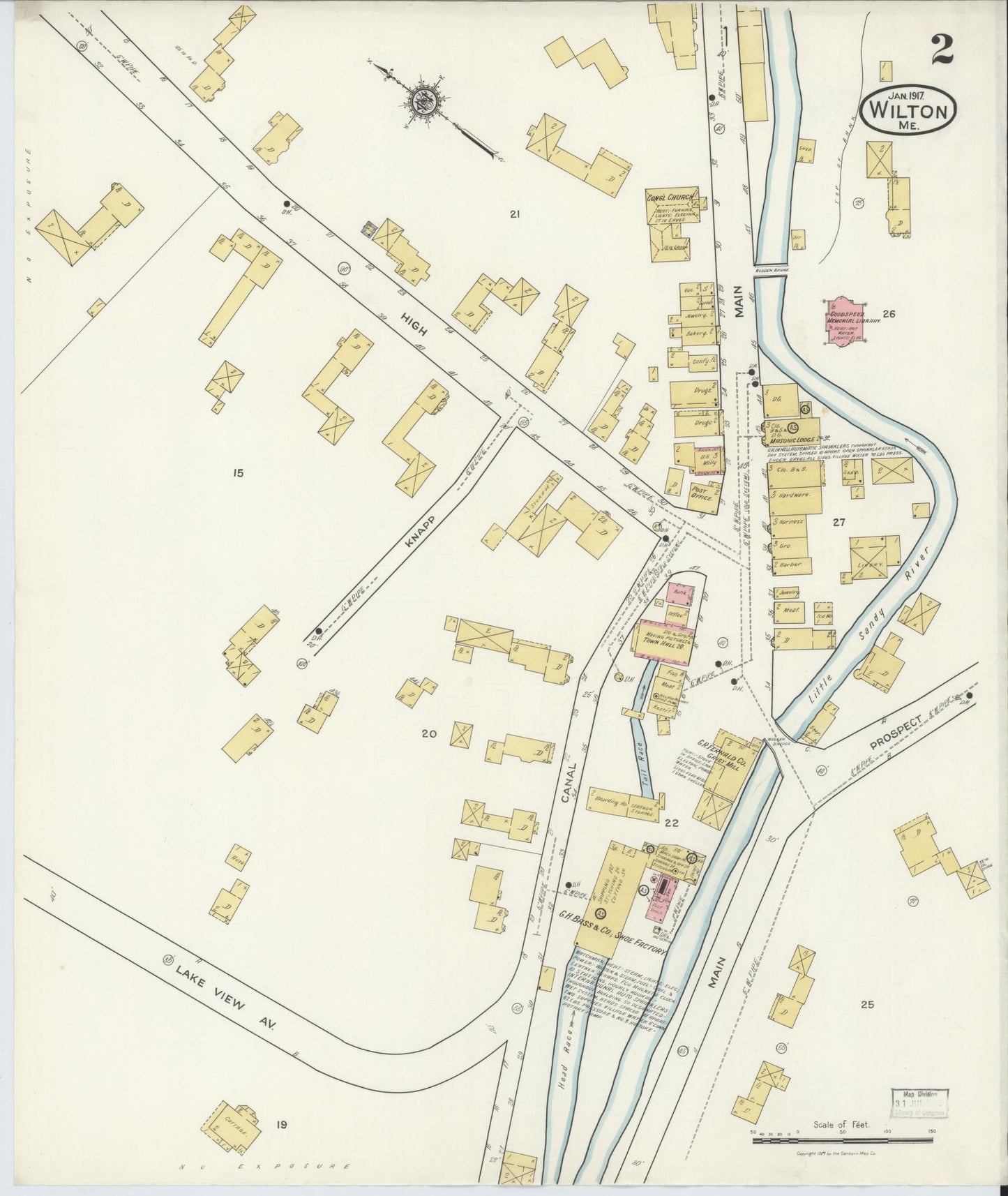 Sanborn Fire Insurance Map from Wilton, Franklin County, Maine (1917), Sheet #0002 - Complete Map Set gallery image, historic Sanborn map, vintage wall art, Maine Maine
