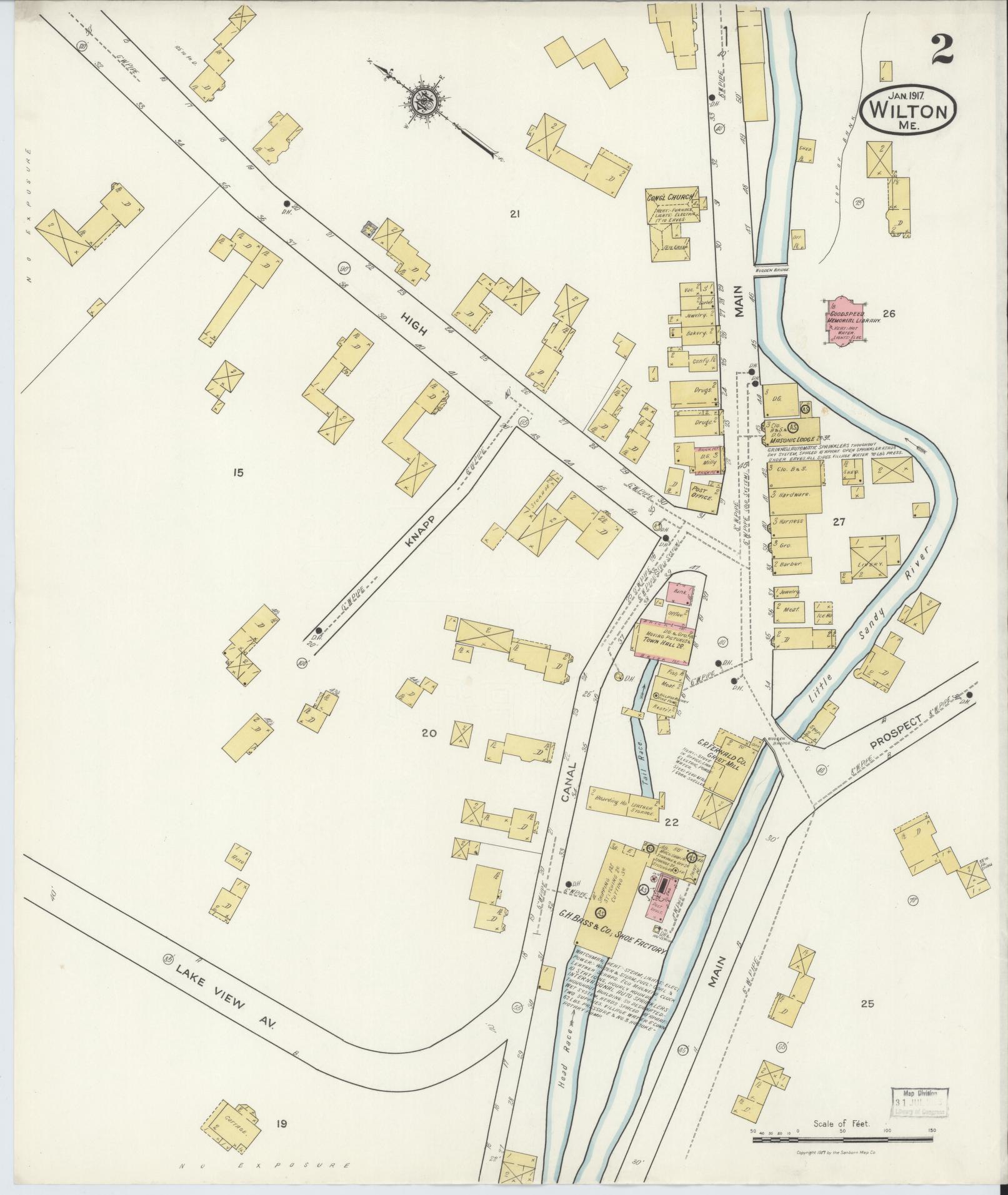 Sanborn Fire Insurance Map from Wilton, Franklin County, Maine (1917), Sheet #0002 - Complete Map Set gallery image, historic Sanborn map, vintage wall art, Maine Maine