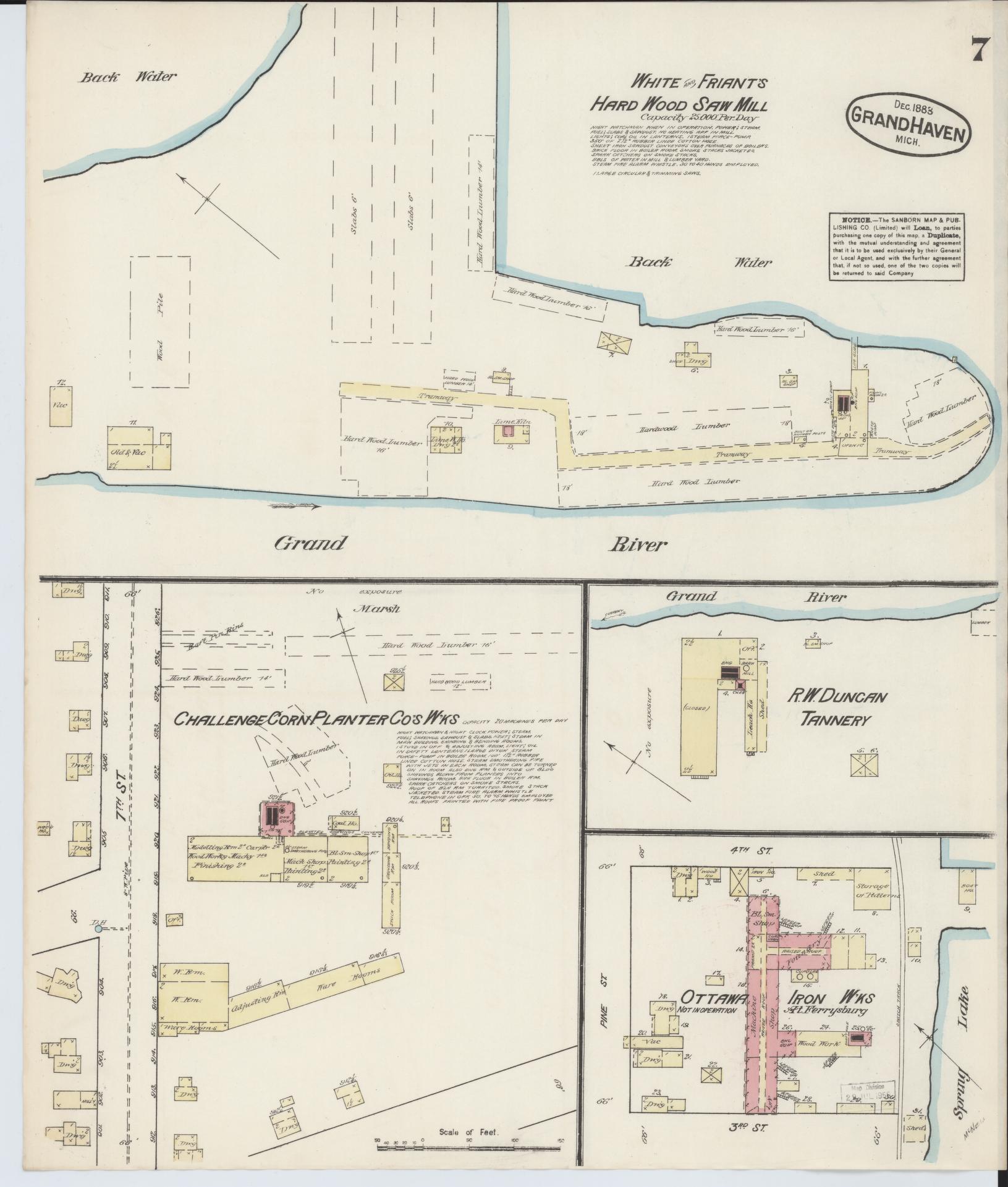 Sanborn Fire Insurance Map from Grand Haven, Ottawa County, Michigan (1883), Sheet #0007 - Complete Map Set gallery image, historic Sanborn map, vintage wall art, Michigan Michigan