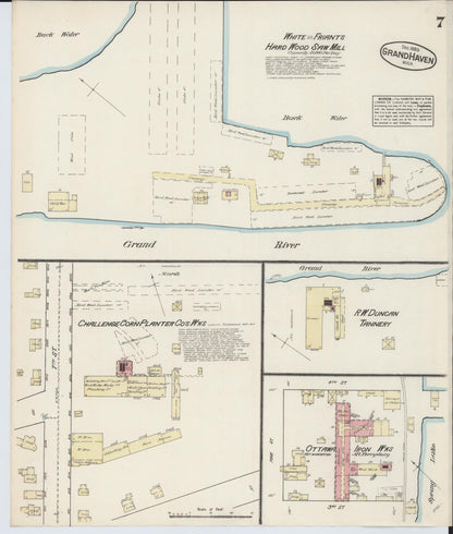 Sanborn Fire Insurance Map from Grand Haven, Ottawa County, Michigan (1883), Sheet #0007 - Complete Map Set gallery image, historic Sanborn map, vintage wall art, Michigan Michigan