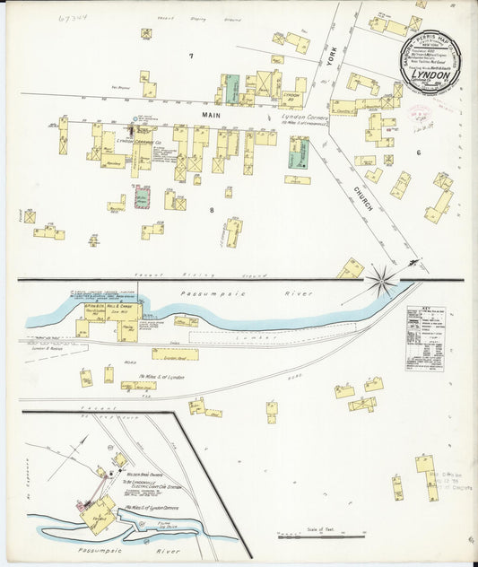 Sanborn Fire Insurance Map from Lyndon, Caledonia County, Vermont (1895), Sheet #0001 - Historic Sanborn Fire Insurance Map Print, vintage old map wall art, antique decor, genealogy gift, Vermont Vermont map