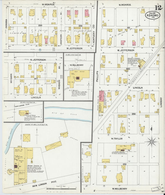 Sanborn Fire Insurance Map from Kokomo, Howard County, Indiana (1902), Sheet #0012 - Historic Sanborn Fire Insurance Map Print, vintage old map wall art, antique decor, genealogy gift, Indiana Indiana map