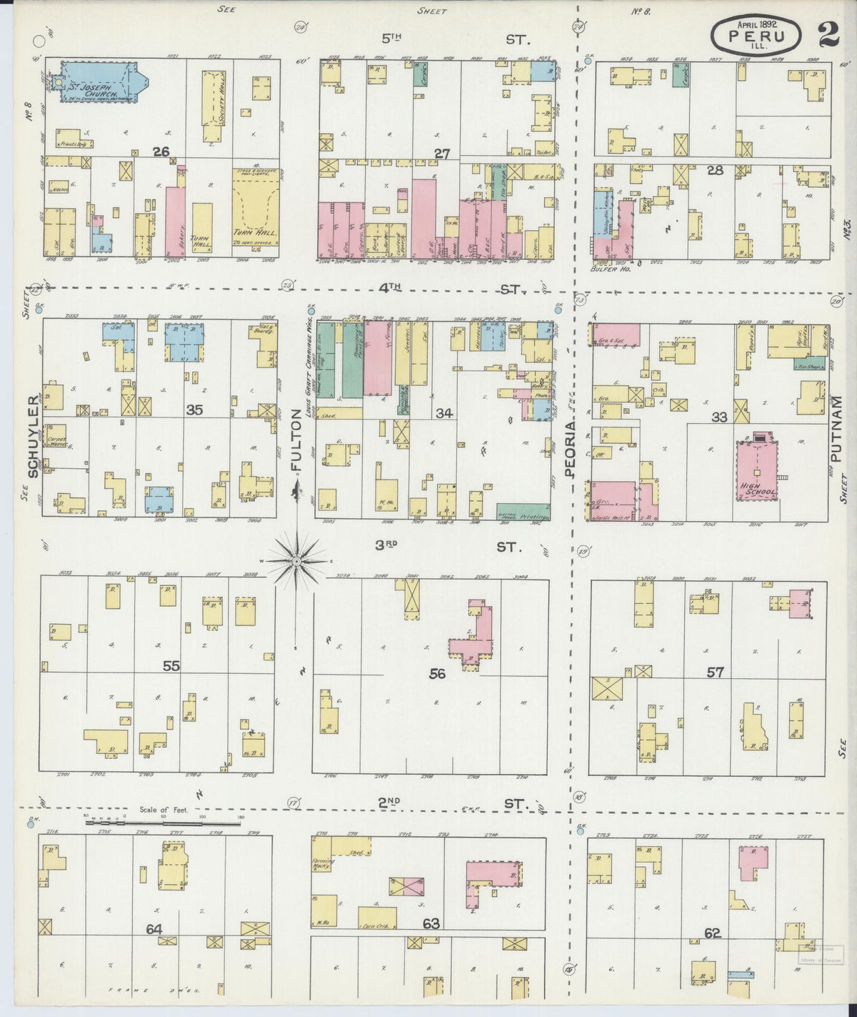Sanborn Fire Insurance Map from Peru, La Salle County, Illinois (1892), Sheet #0002 - Complete Map Set gallery image, historic Sanborn map, vintage wall art, Illinois Illinois
