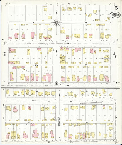 Sanborn Fire Insurance Map from Fort Madison, Lee County, Iowa (1907), Sheet #0005 - Historic Sanborn Fire Insurance Map Print