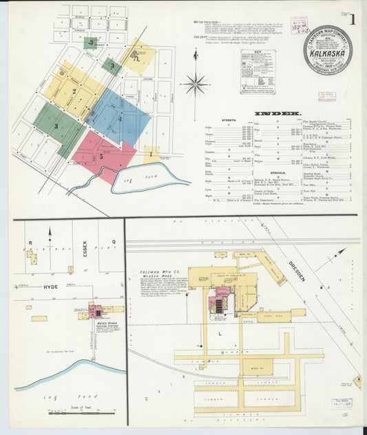 Sanborn Fire Insurance Map from Kalkaska, Kalkaska County, Michigan (1909), Sheet #0001 - Historic Sanborn Fire Insurance Map Print, vintage old map wall art, antique decor, genealogy gift, Michigan Michigan map