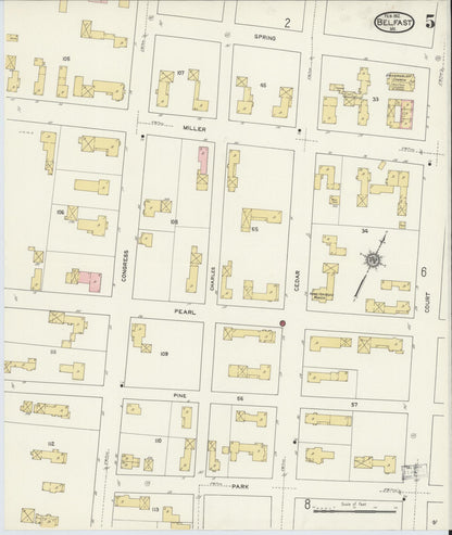 Sanborn Fire Insurance Map from Belfast, Waldo County, Maine (1912), Sheet #0005 - Complete Map Set gallery image, historic Sanborn map, vintage wall art, Maine Maine