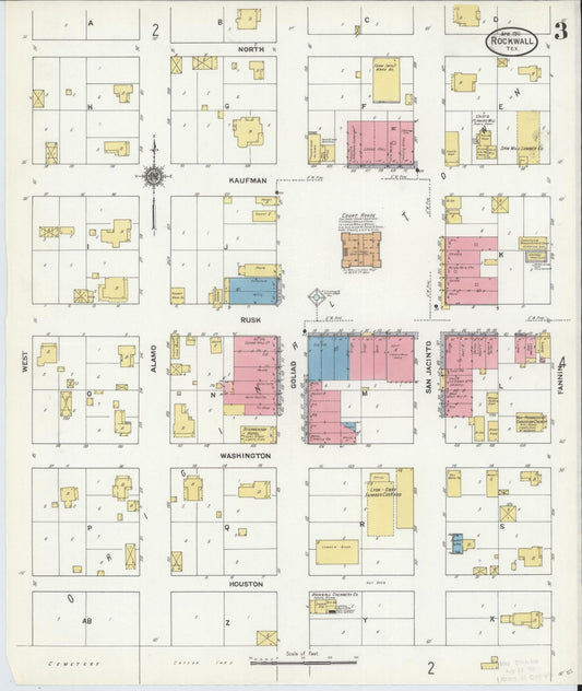 Sanborn Fire Insurance Map from Rockwall, Rockwall County, Texas (1911), Sheet #0003 - Historic Sanborn Fire Insurance Map Print, vintage old map wall art, antique decor, genealogy gift, Texas Texas map