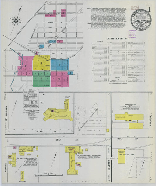Sanborn Fire Insurance Map from Charles Town, Jefferson County, West Virginia (1907), Sheet #0001 - Complete Map Set gallery image, historic Sanborn map, vintage wall art, West Virginia West Virginia