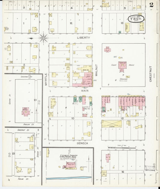 Sanborn Fire Insurance Map from Troy, Doniphan County, Kansas (1893), Sheet #0002 - Historic Sanborn Fire Insurance Map Print, vintage old map wall art, antique decor, genealogy gift, Kansas Kansas map