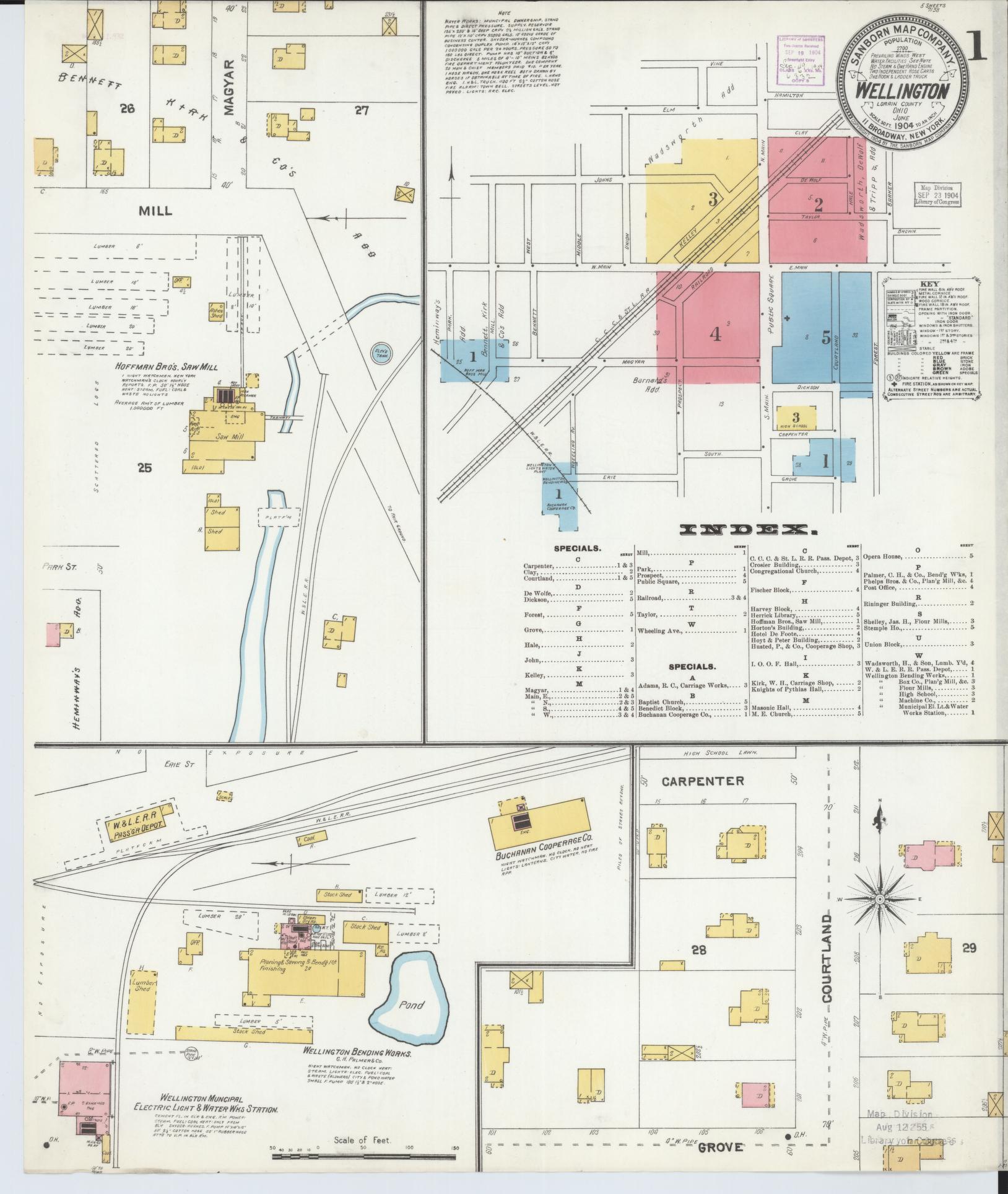 Sanborn Fire Insurance Map from Wellington, Lorain County, Ohio (1904), Sheet #0001 - Complete Map Set gallery image, historic Sanborn map, vintage wall art, Ohio Ohio