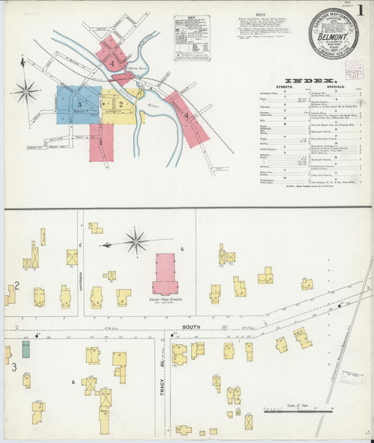 Sanborn Fire Insurance Map from Belmont, Allegany County, New York (1904), Sheet #0001 - Complete Map Set gallery image, historic Sanborn map, vintage wall art, New York New York