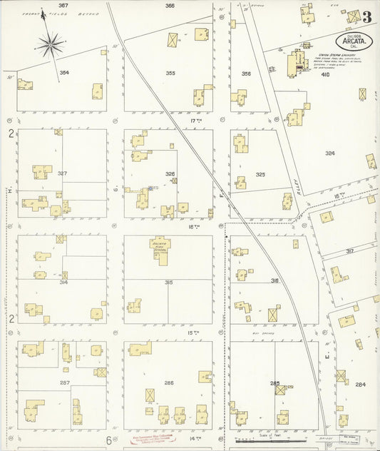 Sanborn Fire Insurance Map from Arcata, Humboldt County, California (1908), Sheet #0003 - Historic Sanborn Fire Insurance Map Print, vintage old map wall art, antique decor, genealogy gift, California California map