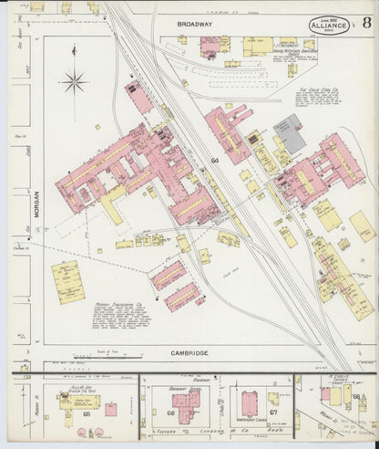 Sanborn Fire Insurance Map from Alliance, Stark County, Ohio (1892), Sheet #0008 - Historic Sanborn Fire Insurance Map Print, vintage old map wall art, antique decor, genealogy gift, Ohio Ohio map
