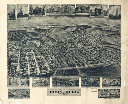View of Frostburg, Maryland 1905 (1905) – Historic Bird’s-Eye View Panorama Print