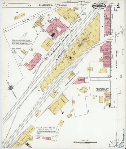 Sanborn Fire Insurance Map from Montezuma, Macon County, Georgia (1920), Sheet #0002 - Historic Sanborn Fire Insurance Map Print, vintage old map wall art, antique decor, genealogy gift, Georgia Georgia map