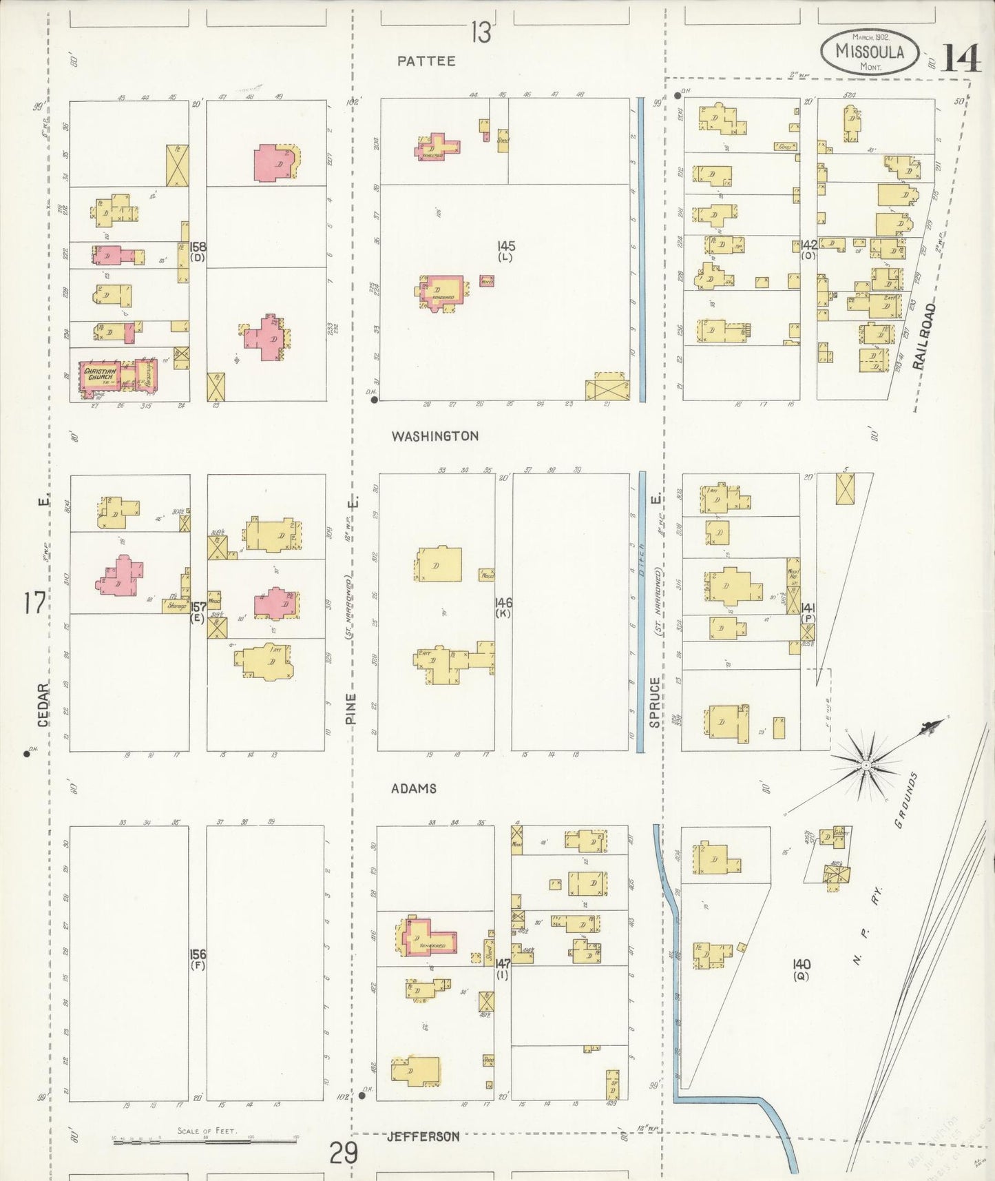 Sanborn Fire Insurance Map from Missoula, Missoula County, Montana (1902), Sheet #0014 - Complete Map Set gallery image, historic Sanborn map, vintage wall art, Montana Montana