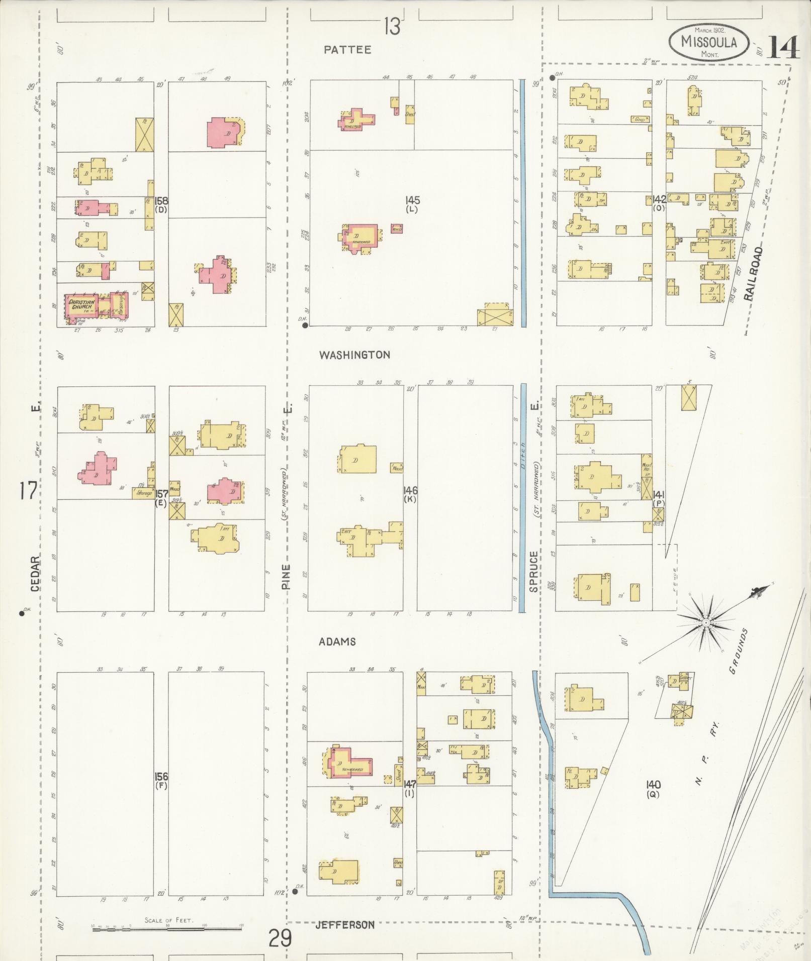 Sanborn Fire Insurance Map from Missoula, Missoula County, Montana (1902), Sheet #0014 - Complete Map Set gallery image, historic Sanborn map, vintage wall art, Montana Montana